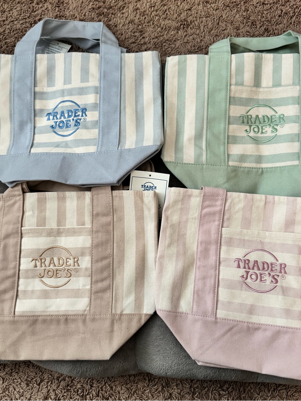 Trader Joe’s Tote Bag - Pastel Blue, Green, Beige, Pink